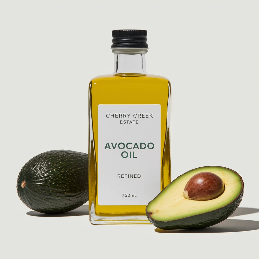 Cherry Creek Estate Refined Avocado Oil white label bottle