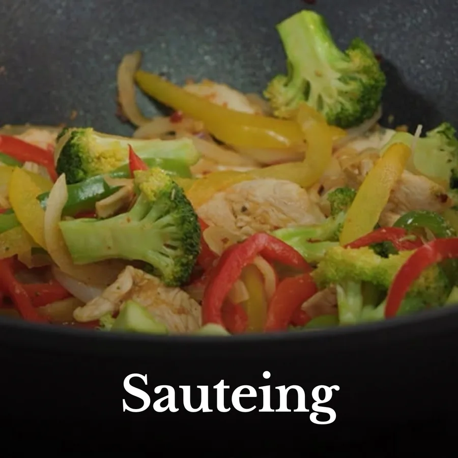 Sautéing fresh ingredients with avocado oil